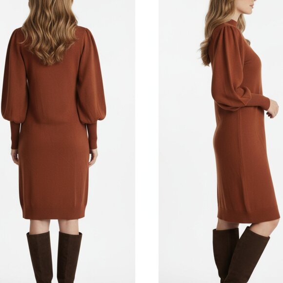 Vince Camuto Balloon Sleeve Sweater Dress Spice S NWT - Picture 2 of 4